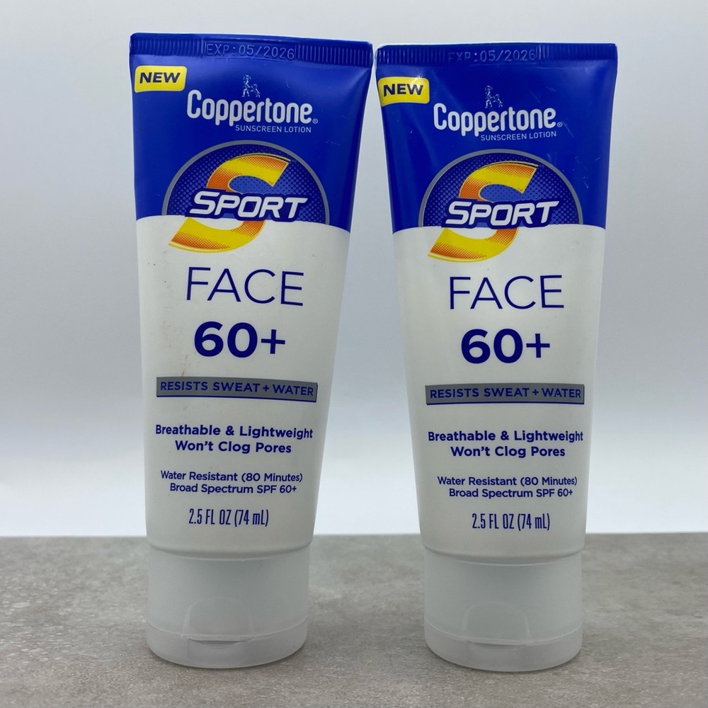 Coppertone Sport FACE Sunscreen SPF 60 Set Of 2 Summer Sun Each Exp 05 26